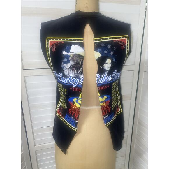 George Strait T Shirt Tank Women’s Concert Cowboy Rides Away 2013-2014 Small - Picture 3 of 7